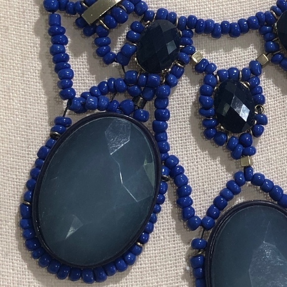 Anthropologie Blue Abundance Beaded Bib Statement Necklace - Picture 7 of 10